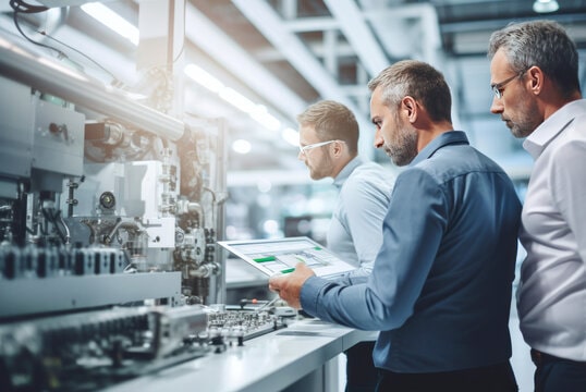 Engineer working on a CNC machine